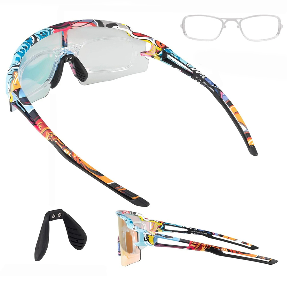 Rockbros Photochromic Cycling Glasses with UV Protection and Corrective Insert, Multicolor