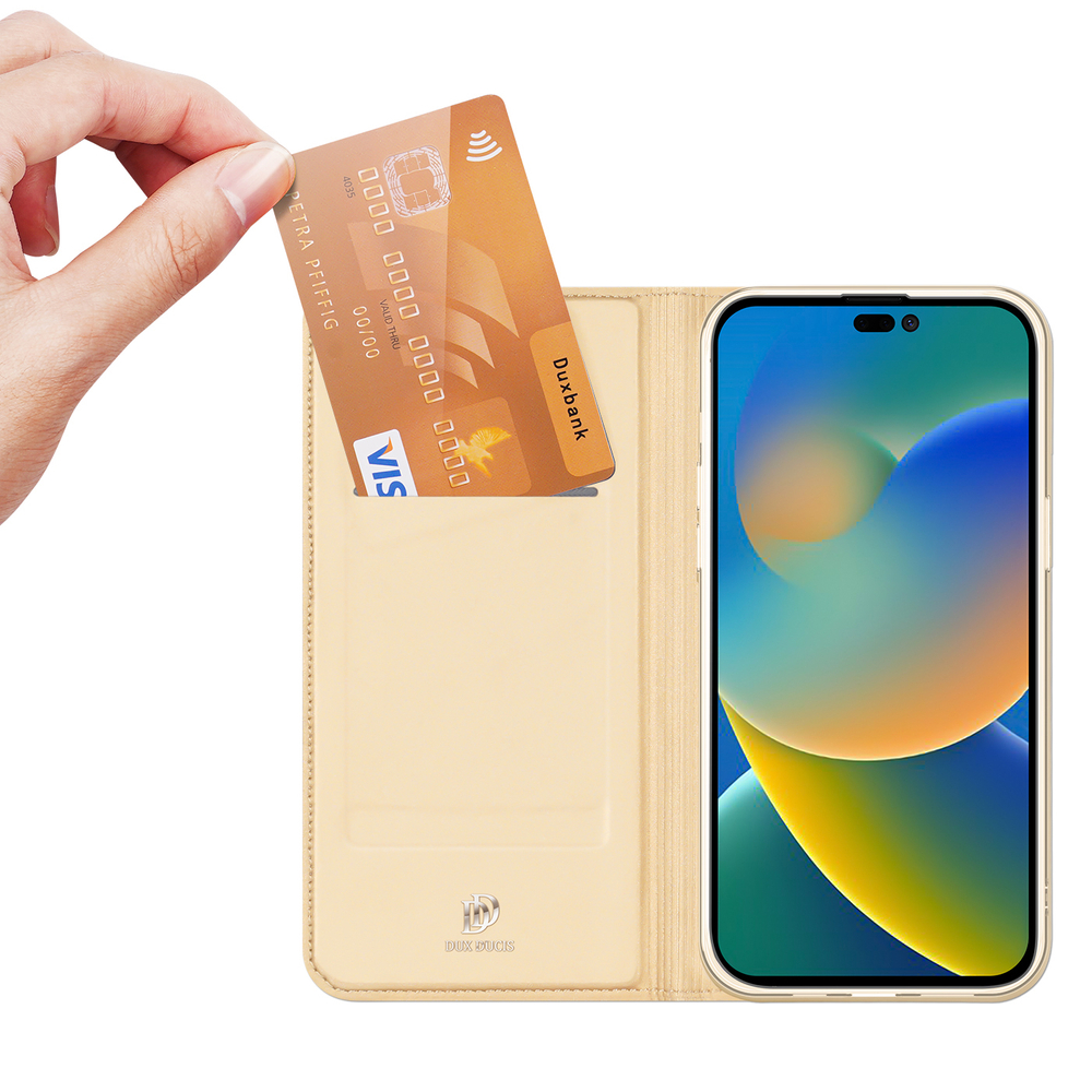 Dux Ducis iPhone 14 Pro Max Wallet Case Skin Pro, Gold