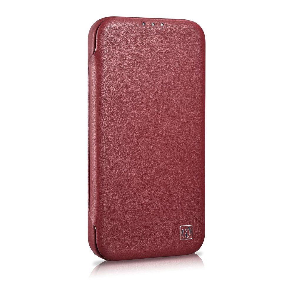 Icarer iPhone 14 Pro Max Premium Leather Folio Case MagSafe, Red