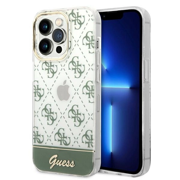 Guess GUHCP14XHG4MHA iPhone 14 Pro Max 6,7" cietais vāciņš, haki, 4G Pattern Script | Khaki Hardcase