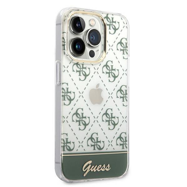 Guess iPhone 14 Pro Max vāciņš 4G Pattern Script, haki