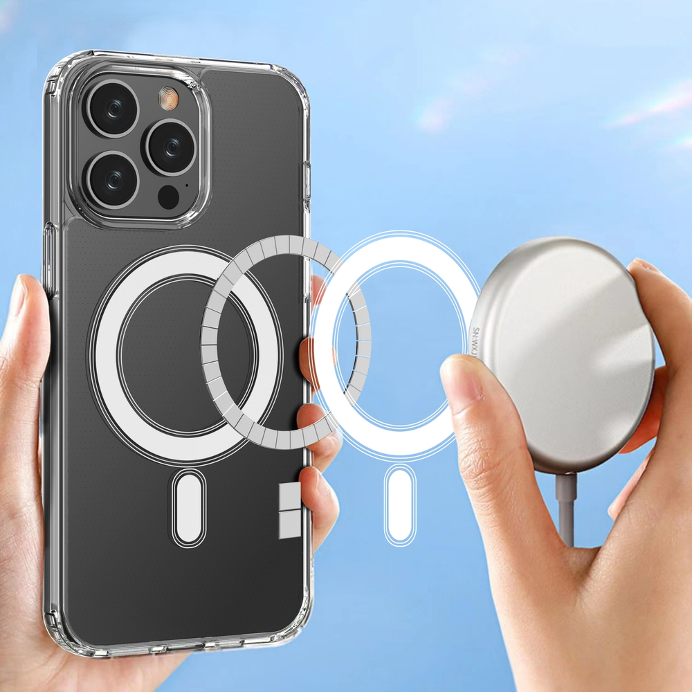 Clear Magnetic Case with MagSafe iPhone 14 Pro Max with silver ring - transparent