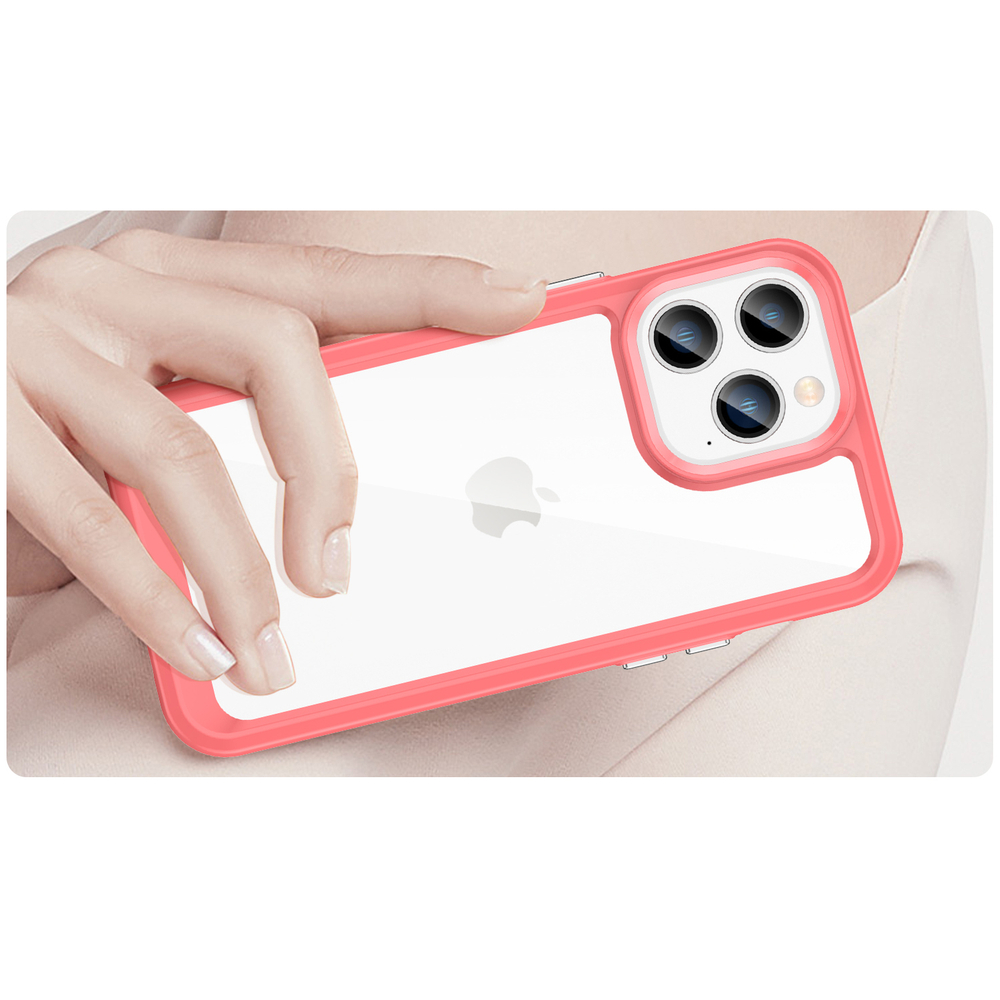 Outer Space Case iPhone 14 Pro Max vāciņš ar gelu rāmi, sarkans