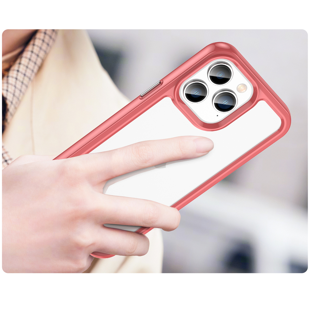 Outer Space Case iPhone 14 Pro Max vāciņš ar gelu rāmi, sarkans