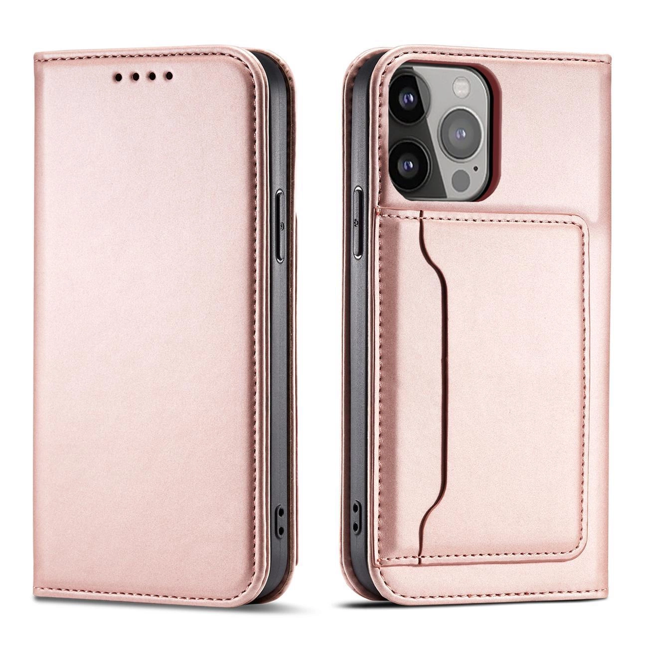 Magnet Card Case Phone Case Cover iPhone 14 Pro Max flip cover wallet stand pink