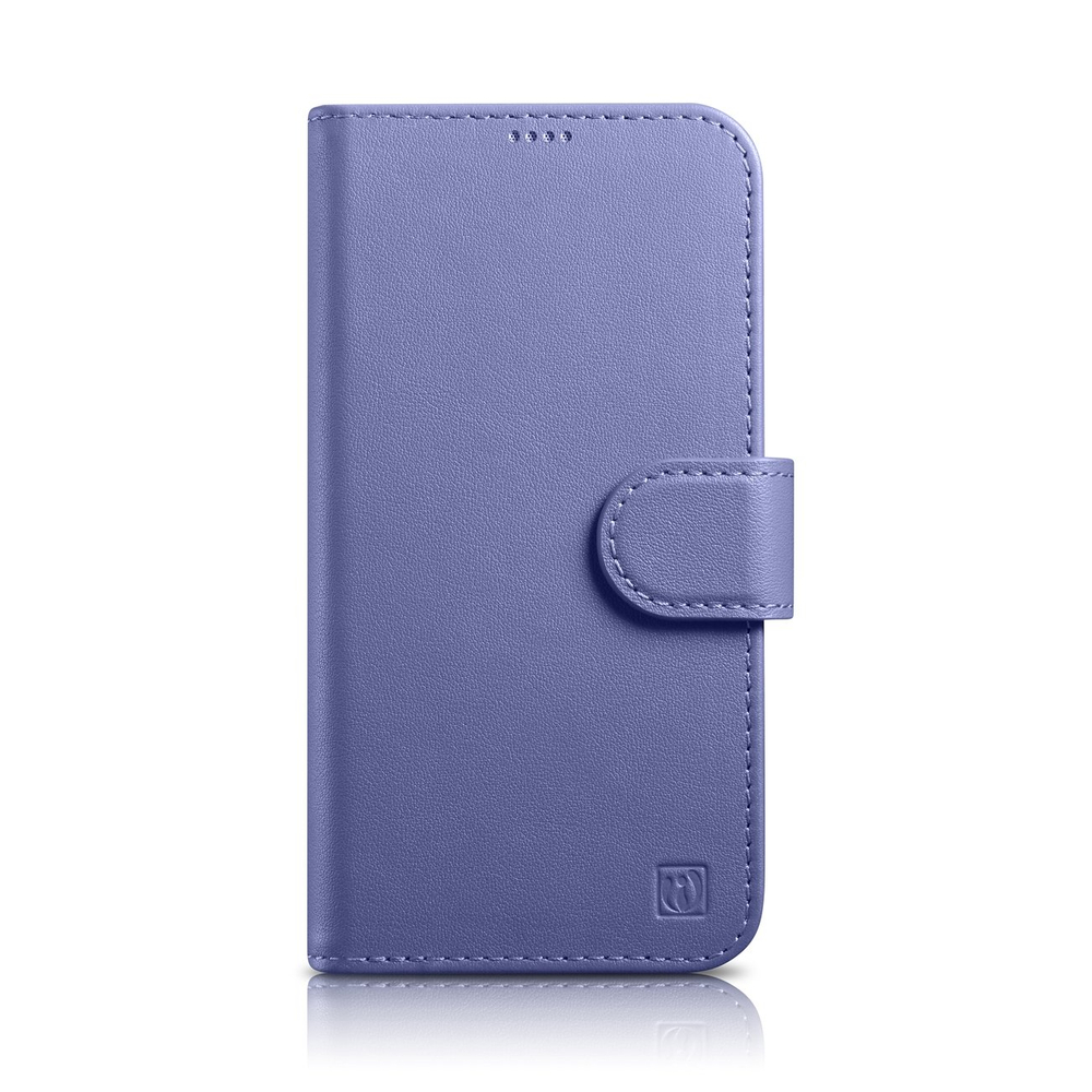 Icarer iPhone 14 Pro Max atverams ādas vāciņš maciņš-grāmatiņa 2in1 Anti-RFID, gaiši violets