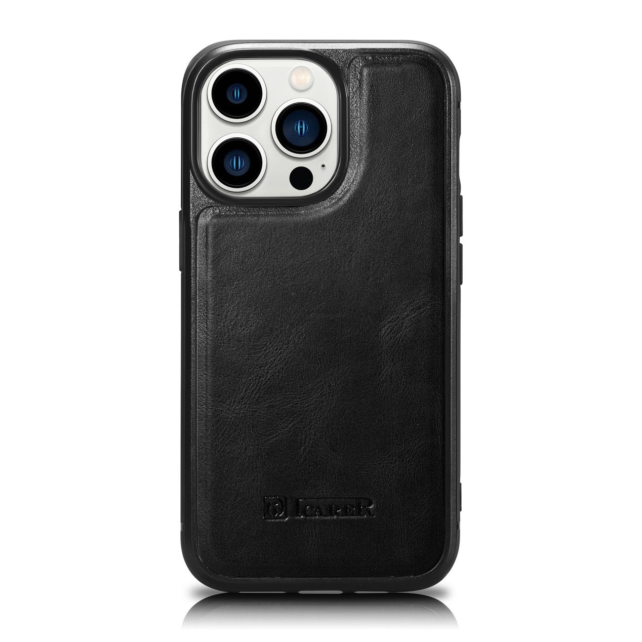 iCarer Leather Oil Wax Phone Case Cover iPhone 14 Pro Max leather case black (WMI14220720-BK)