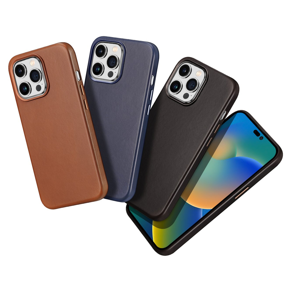 Dux Ducis Naples ādas maciņš iPhone 14 Pro Max (MagSafe saderīgs), tumši brūns | Phone Case Cover Leather...