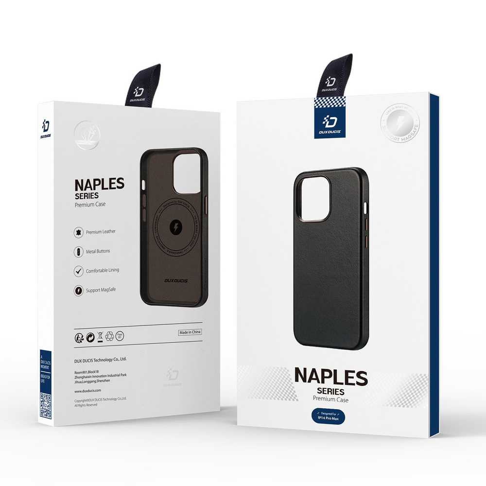 Dux Ducis Naples ādas maciņš iPhone 14 Pro Max (MagSafe saderīgs), tumši brūns | Phone Case Cover Leather...