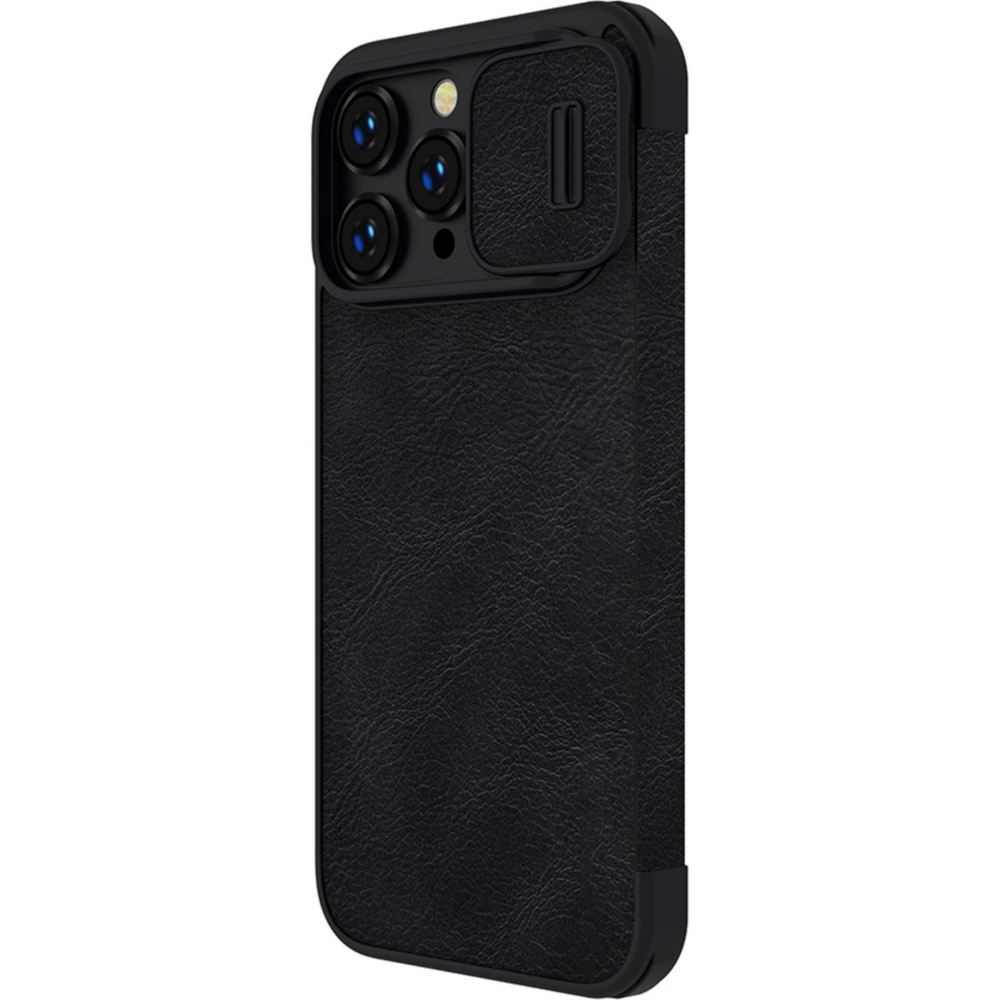 Nillkin Qin Leather Pro vāciņš iPhone 14 Max ar kameras aizsargu, melns apvalks vāku | Case Camera Cover Holster...