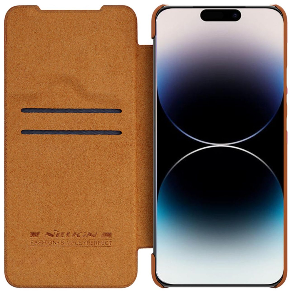 Чехол Nillkin Qin Leather Pro для iPhone 14 Pro Max с защитой камеры, коричневый