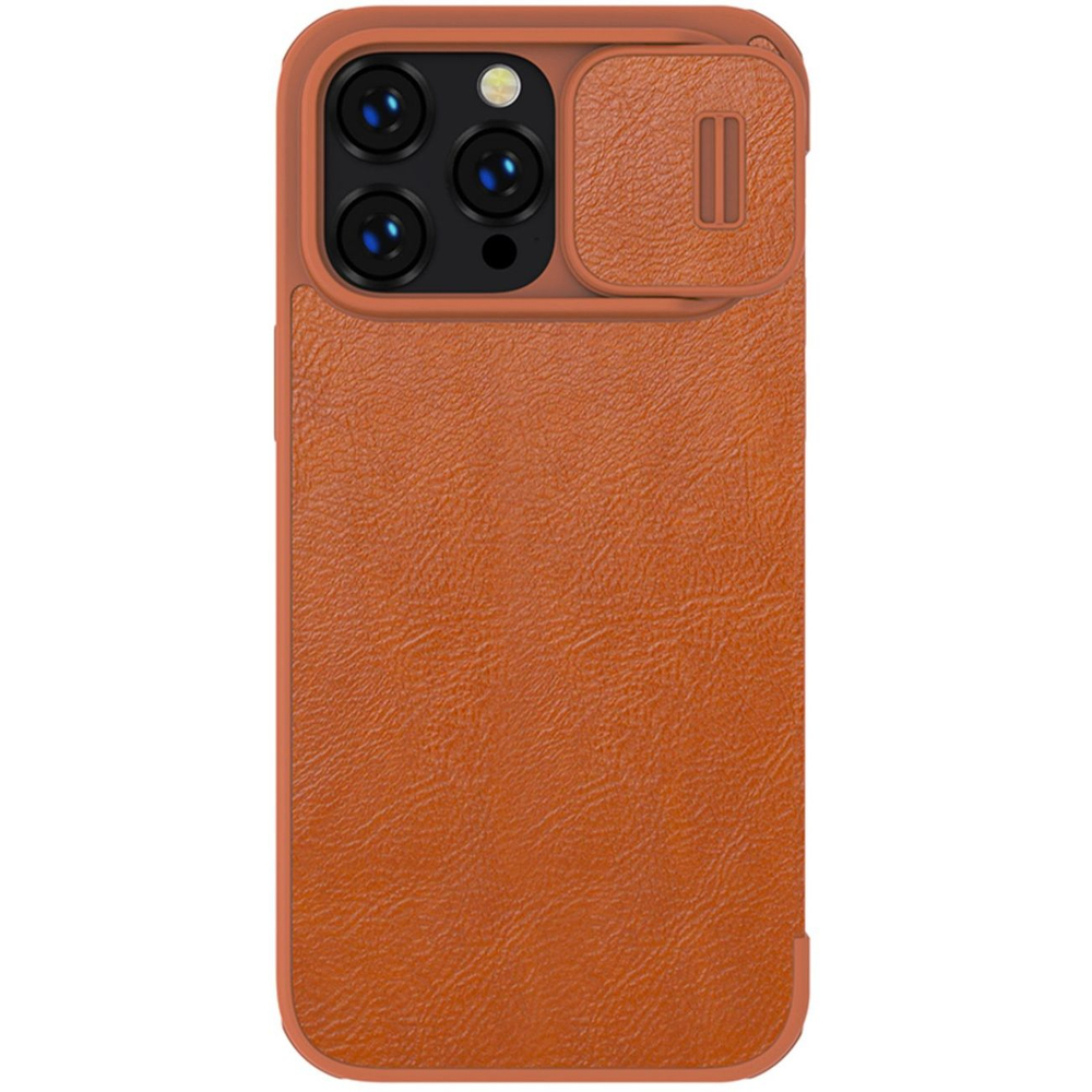 Чехол Nillkin Qin Leather Pro для iPhone 14 Pro Max с защитой камеры, коричневый