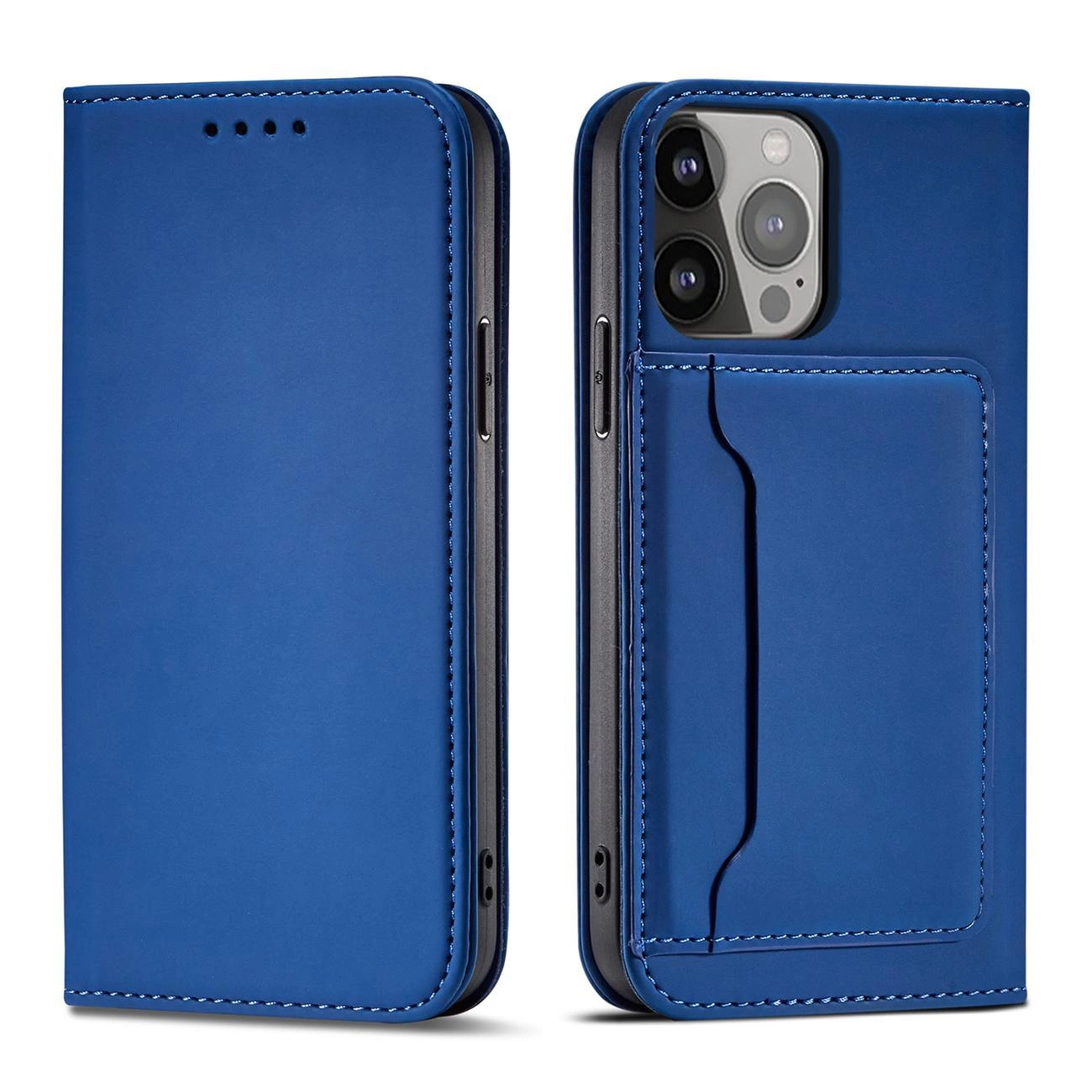 Magnet Card Case Phone Case Cover iPhone 14 Pro Max flip cover wallet stand blue