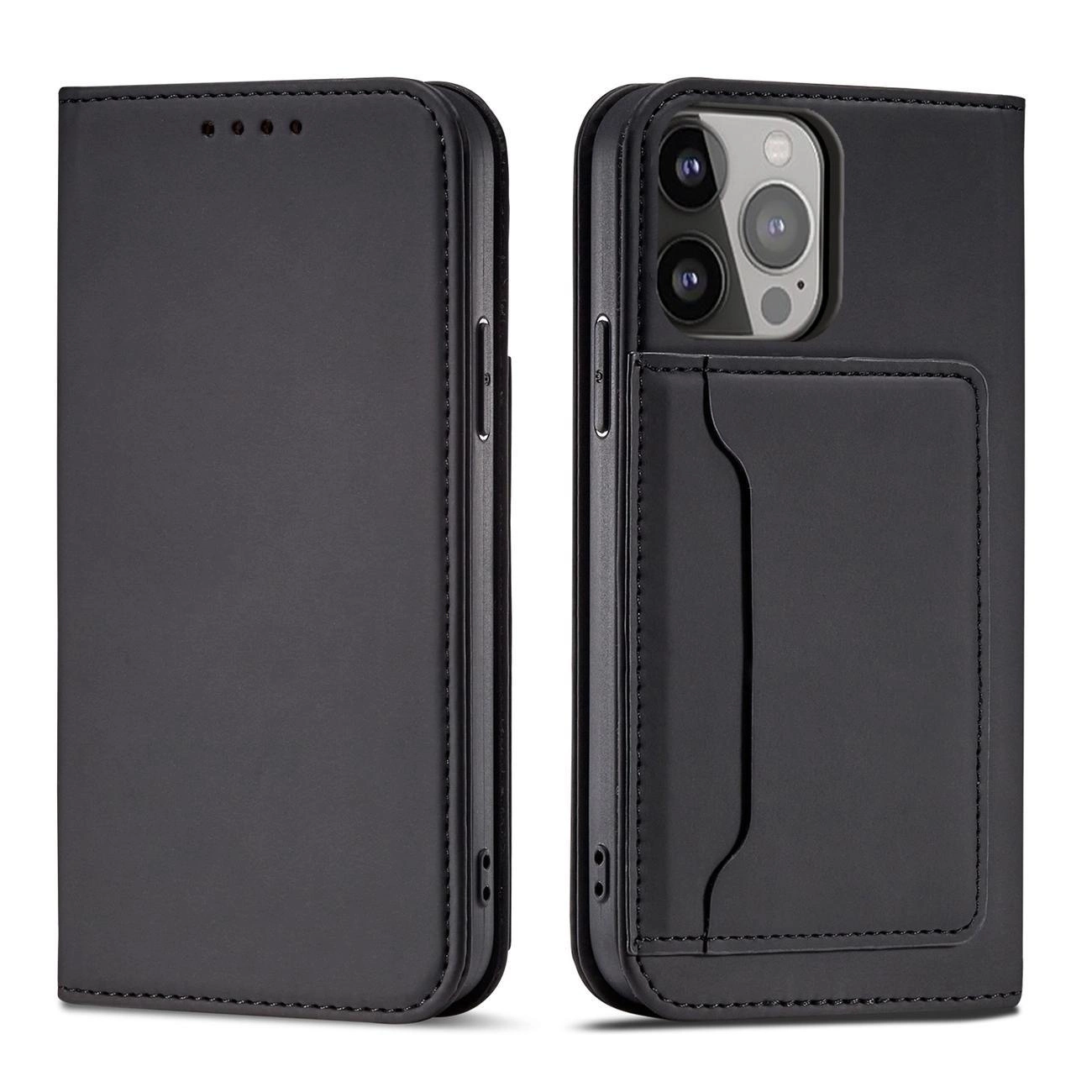 Magnet Card Case for iPhone 14 Pro Max Wallet Flip Cover, Black