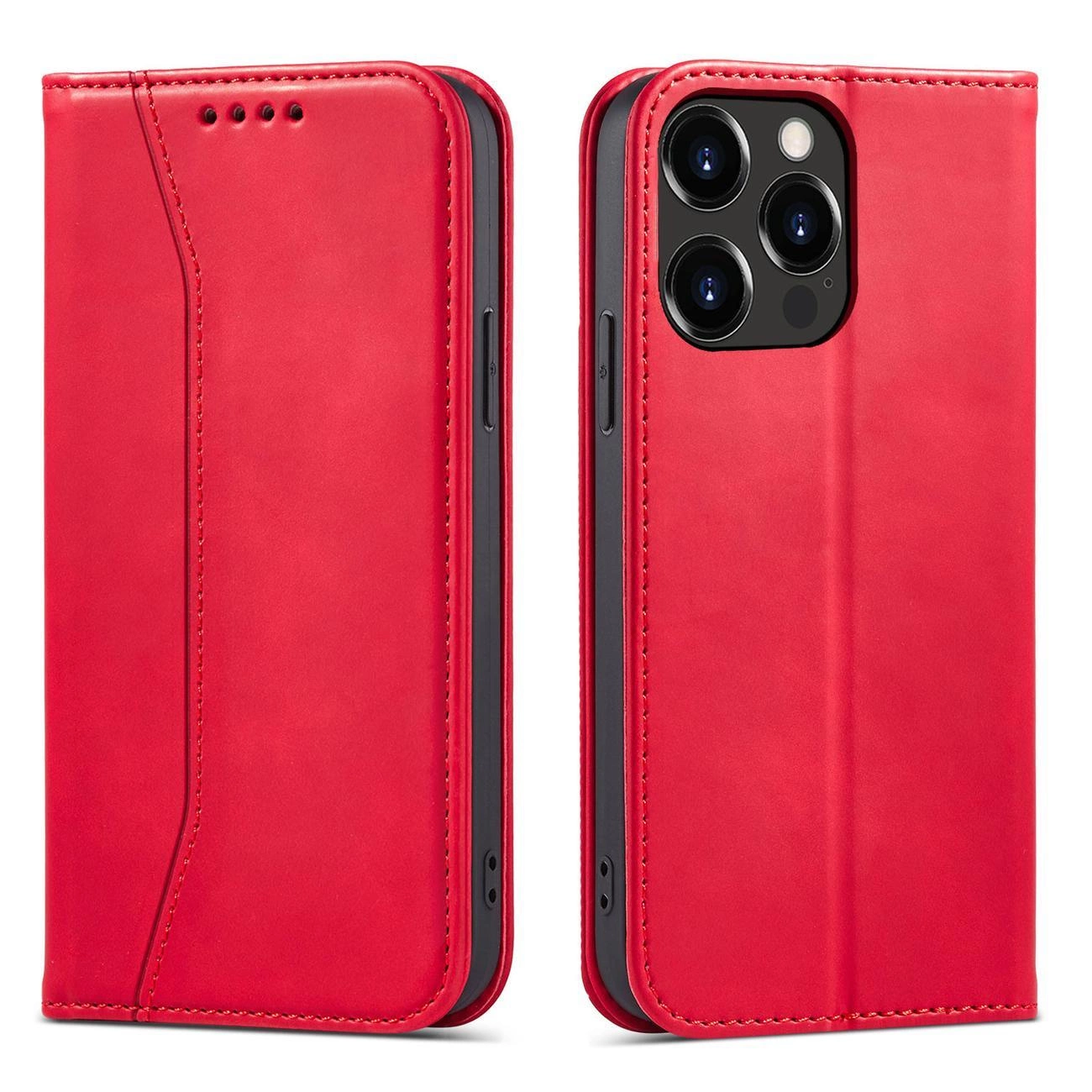 Magnet Fancy Case for iPhone 14 Pro Max Wallet Flip Cover, Red