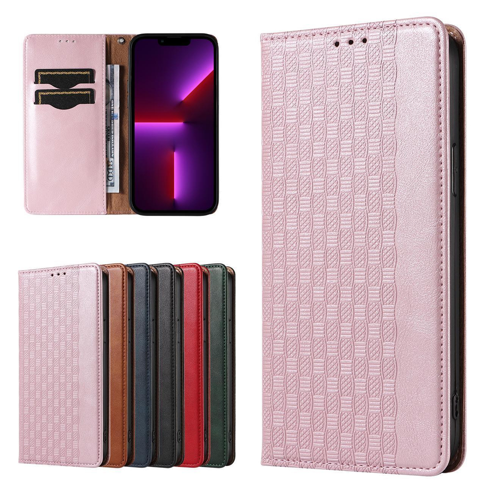 Magnet Strap Case for iPhone 14 Pro Max Flip Wallet with Lanyard, Pink
