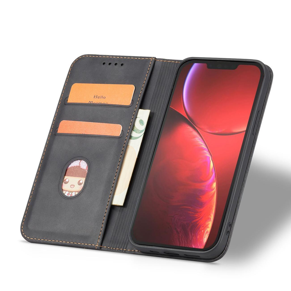 Magnet Fancy Case iPhone 14 Pro Max atverams vāciņš maciņš grāmatiņa, melns