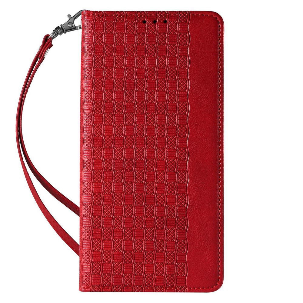 Magnet Strap Case for iPhone 14 Pro Max Flip Wallet Case with Stand, Red