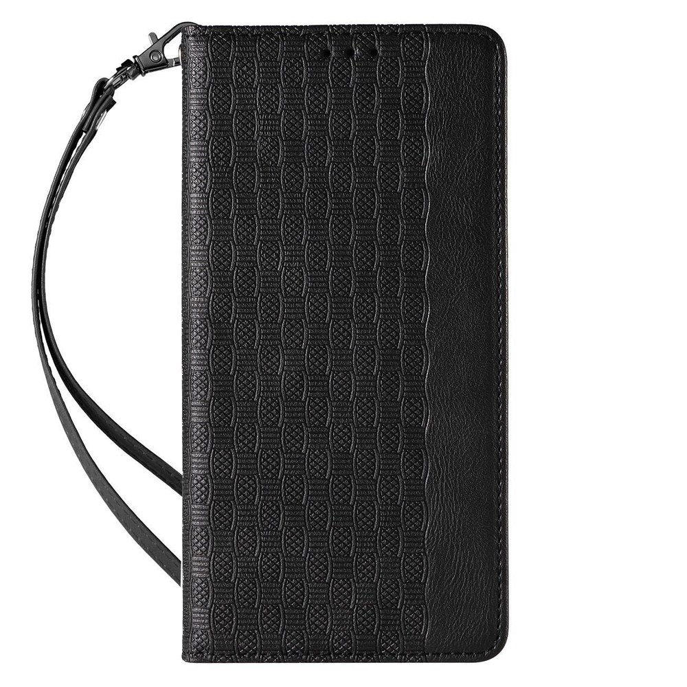 Magnet Strap Case iPhone 14 Pro Max atverams vāciņš maciņš grāmatiņa ar siksniņu, melns