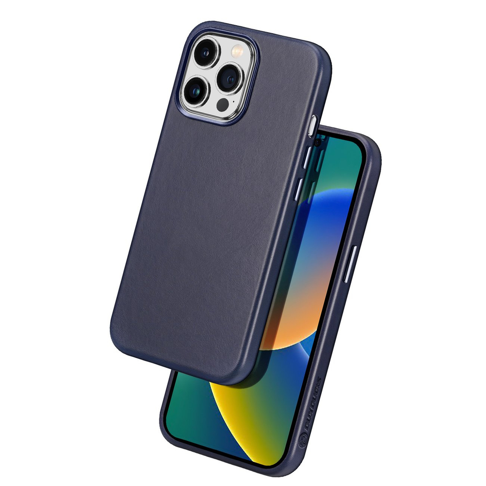 Dux Ducis Naples case iPhone 14 Pro Max magnetic leather case MagSafe blue