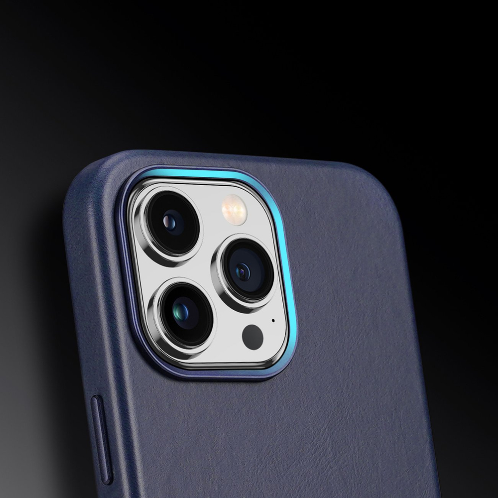 Dux Ducis Naples case iPhone 14 Pro Max magnetic leather case MagSafe blue