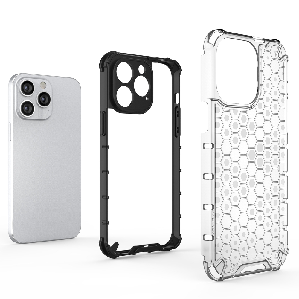 Honeycomb vāciņš iPhone 14 Pro Max hibrīda aizsargvāciņš, zils
