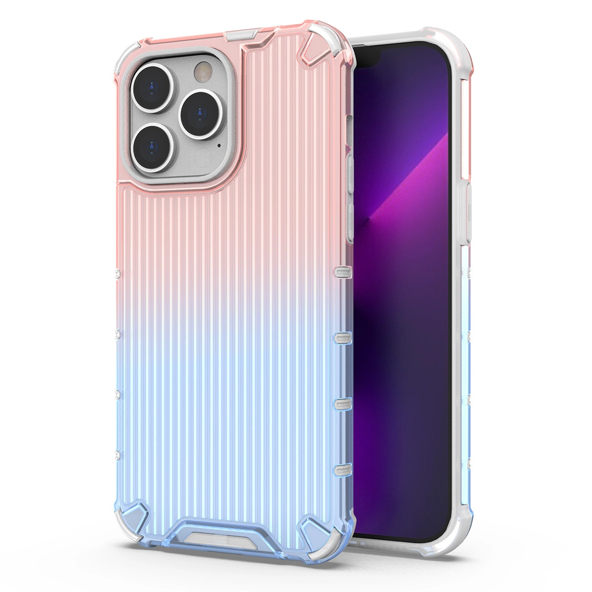 Ombre Protect Phone Case Cover iPhone 14 Pro Max pink and blue armored case