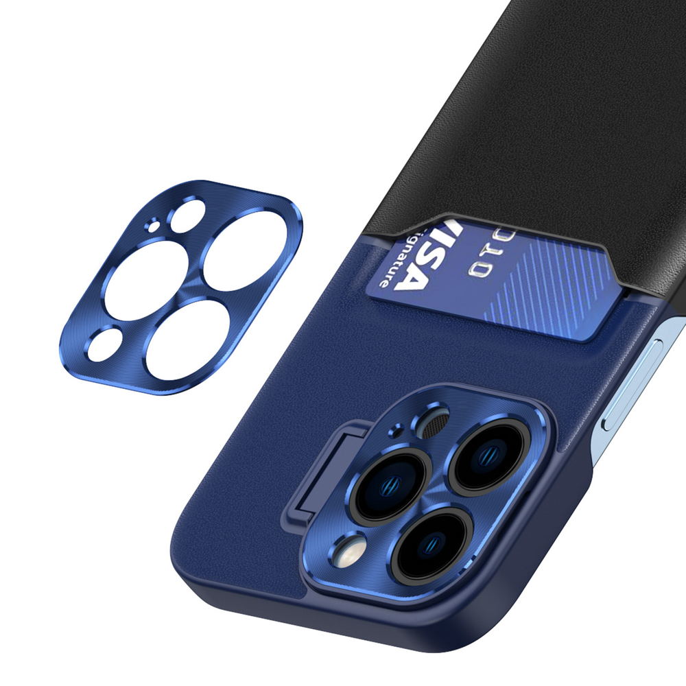 Hurtel iPhone 14 Pro Max Leather Stand Case with Card Slot, Blue