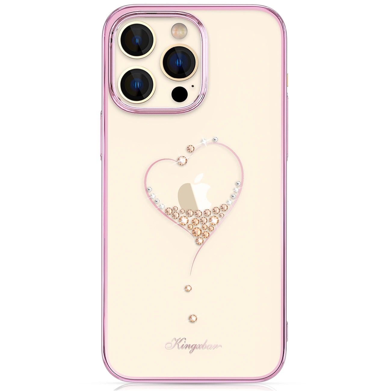 Silicone case with Swarovski Kingxbar Wish Series crystals  iPhone 14 Pro Max - pink