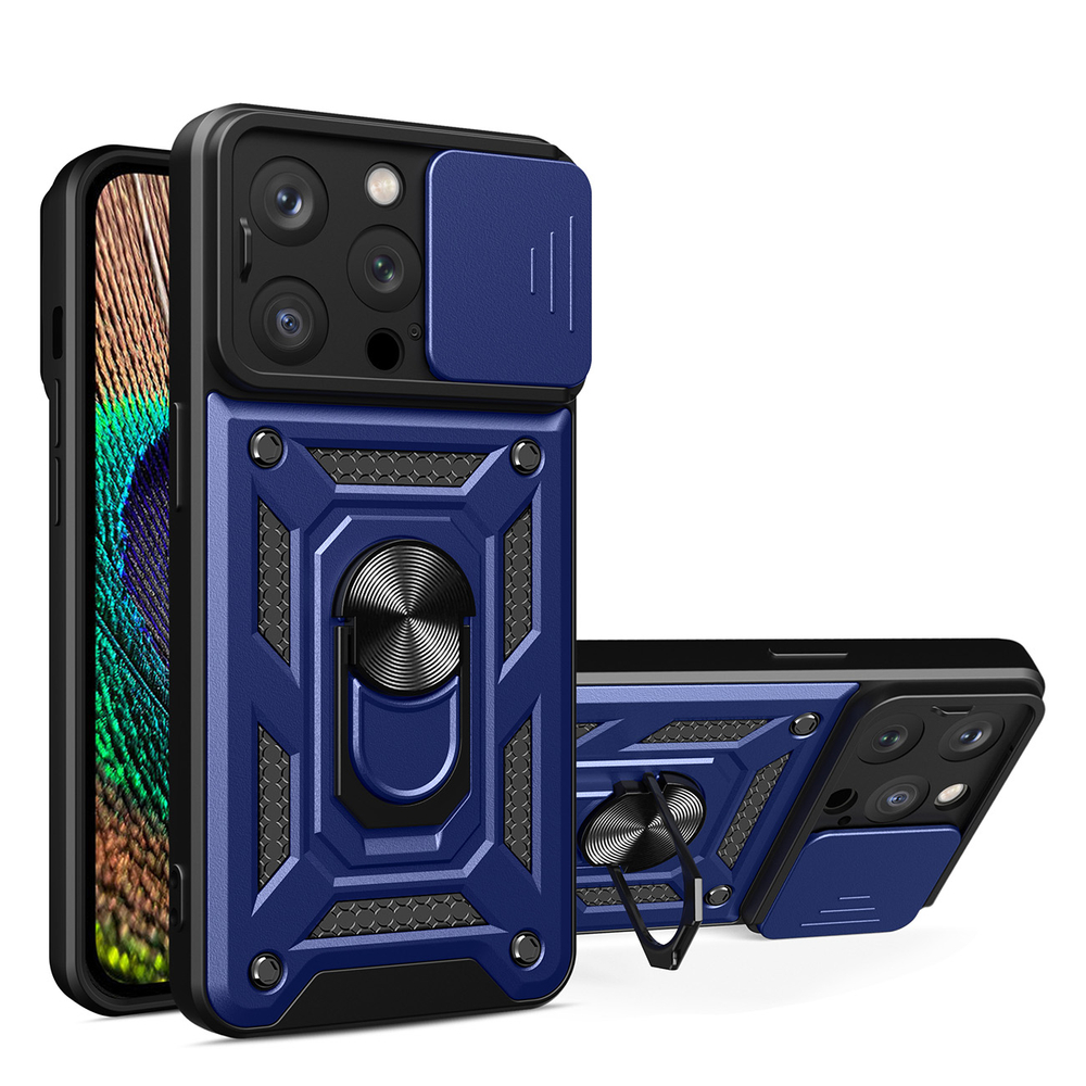 Hybrid Armor Camshield vāciņš iPhone 14 Pro Max ar kameras aizsargu, zils
