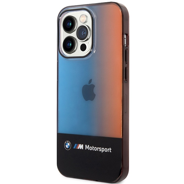 BMW iPhone 14 Pro Max vāciņš Half Tricolor, melns