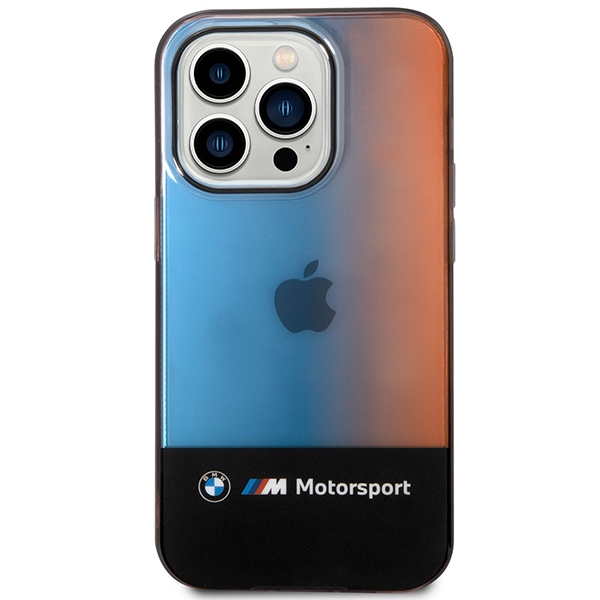 BMW iPhone 14 Pro Max vāciņš Half Tricolor, melns