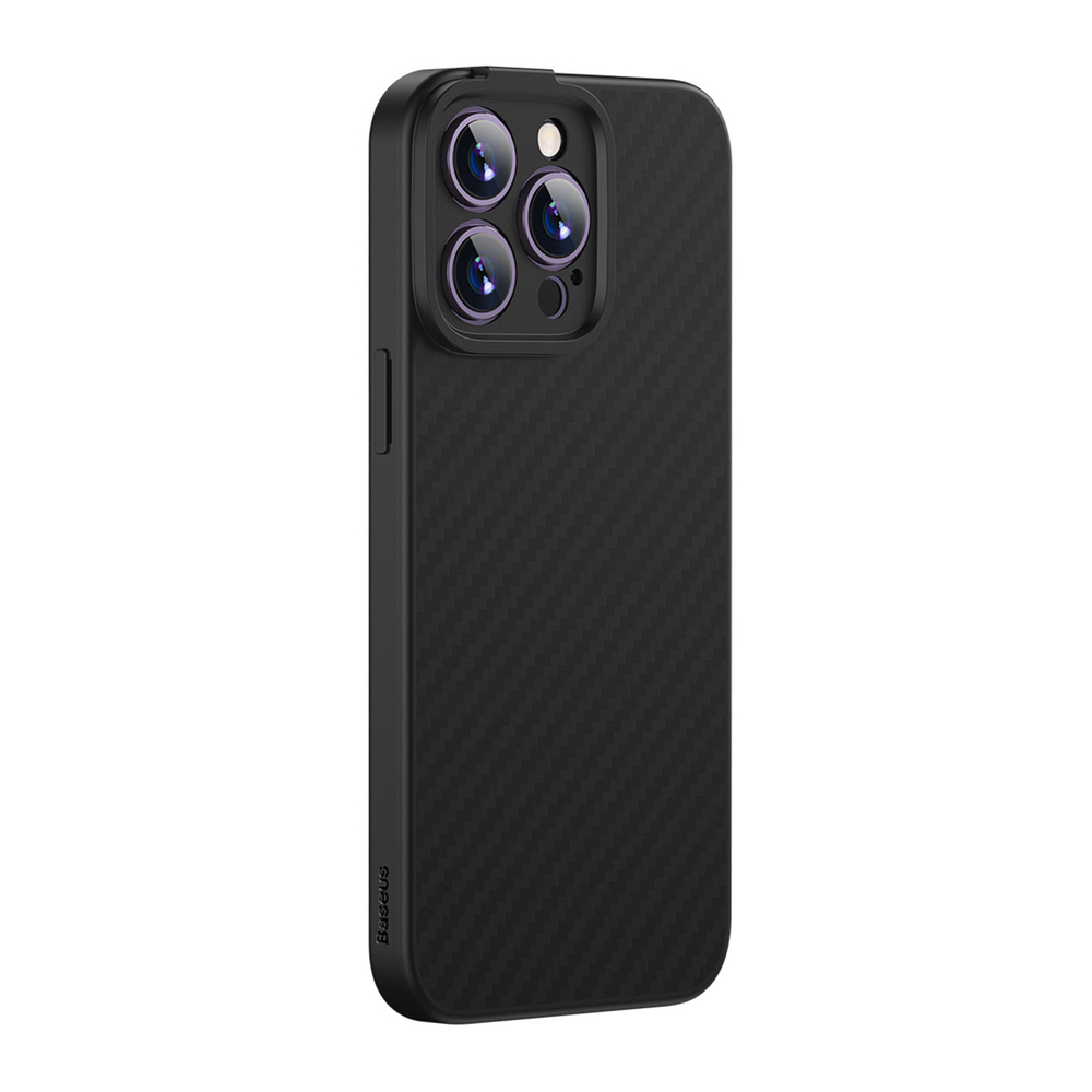Armored Phone Case Cover iPhone 14 Pro Max compatible with MagSafe Baseus Synthetic Fiber tempered glass - black
