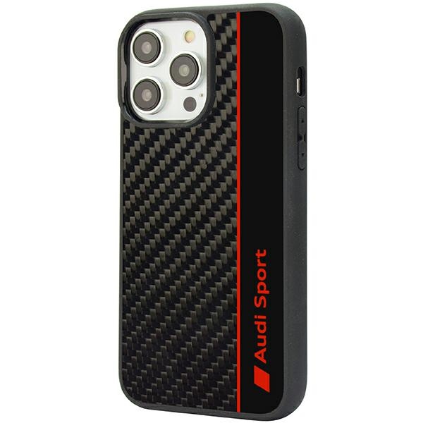 Audi Carbon Fiber Stripe iPhone 14 Pro Max 6.7\" melns/melns cietais vāciņš | Black/Black Hardcase...