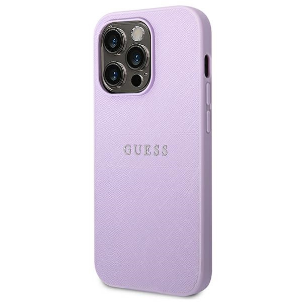 Guess iPhone 14 Pro Max Case Saffiano Strap, Purple