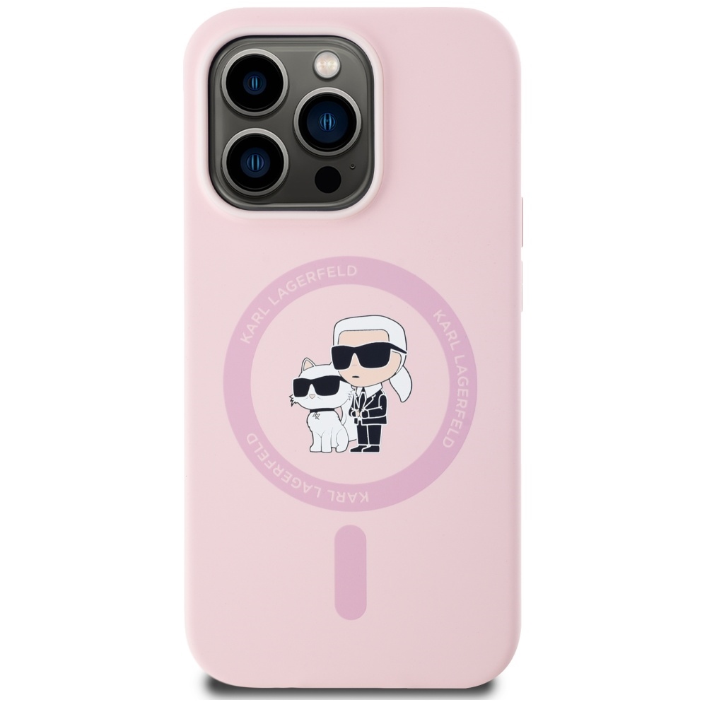 Karl Lagerfeld iPhone 14 Pro Max Case Silicone KC Body Ring MagSafe, Pink
