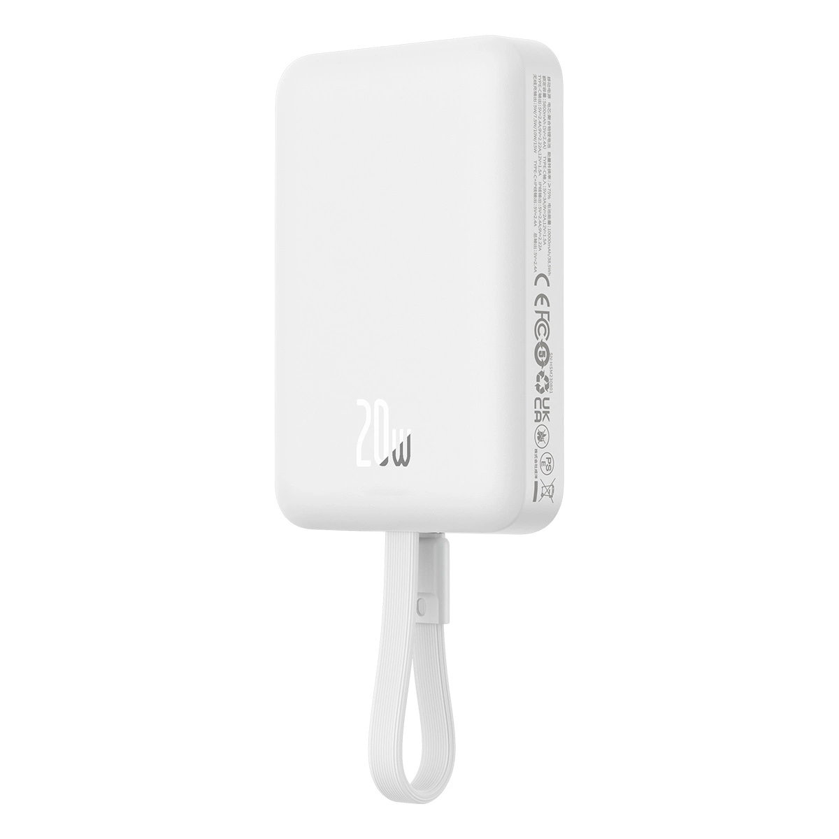 Baseus Magnetic Mini MagSafe 10000mAh 20W powerbank with built-in Lightning cable - white + Baseus Simple Series USB-C...