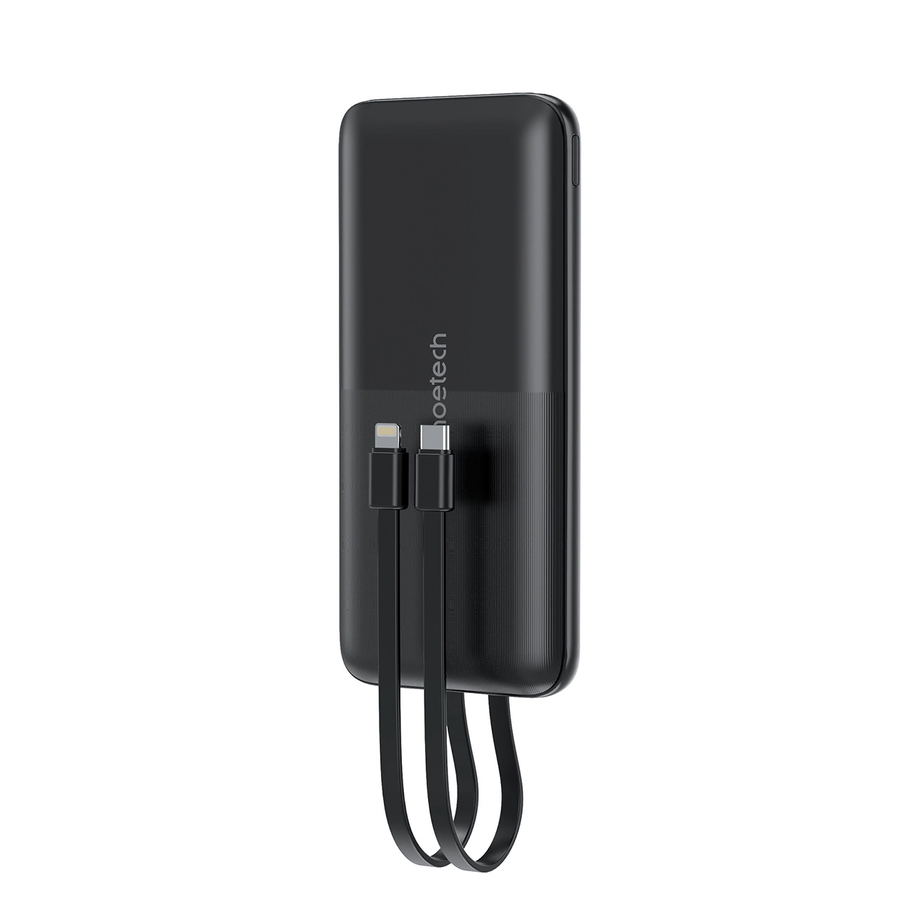 Powerbank Choetech B654 10000mAh 22.5W USB-A / USB-C micro USB ar iebūvētu Lightning kabeli - melns | With Built-In...