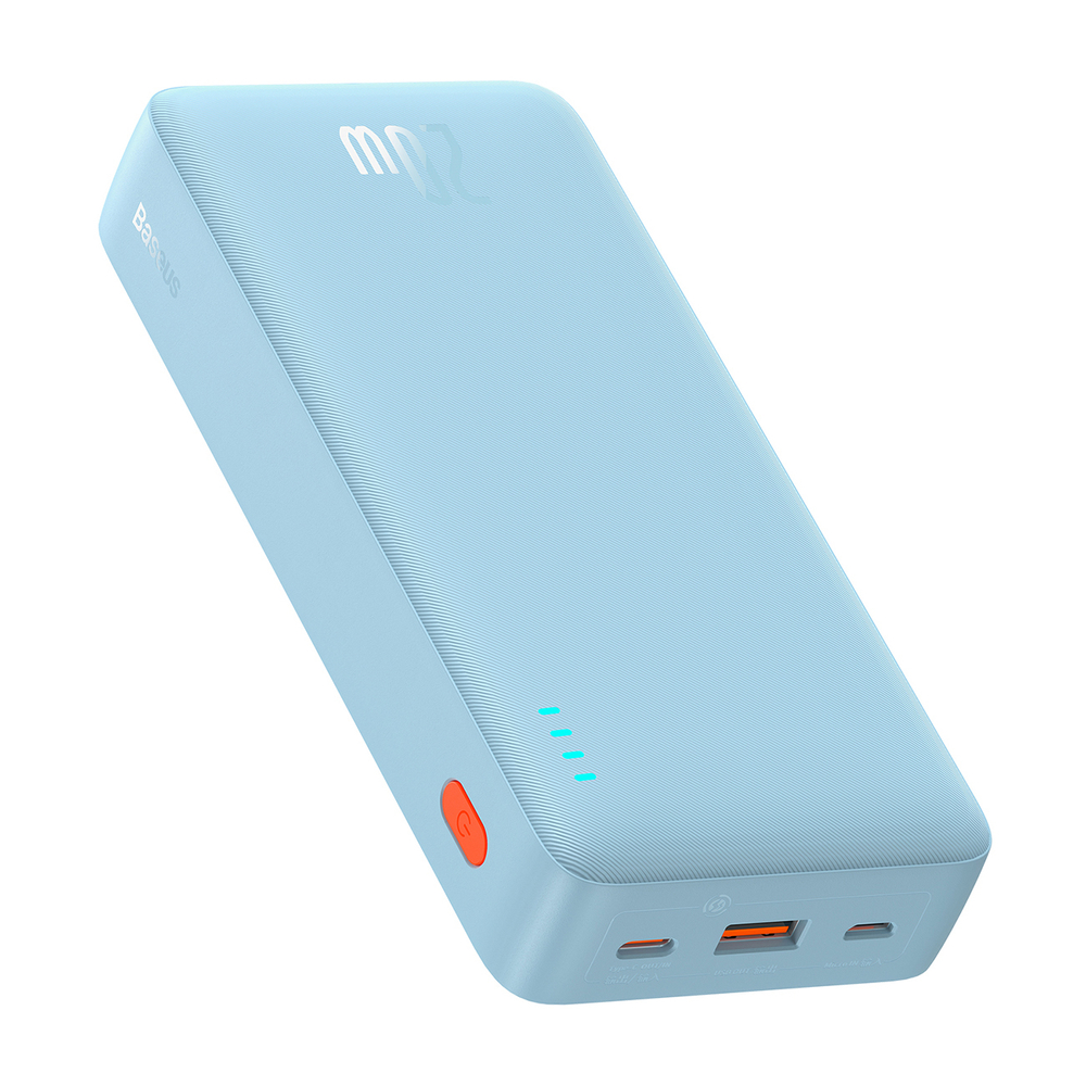 Baseus Airpow 20W 20000mAh Power Bank with White Baseus Simple Series USB-A - USB-C 50cm Cable - Blue