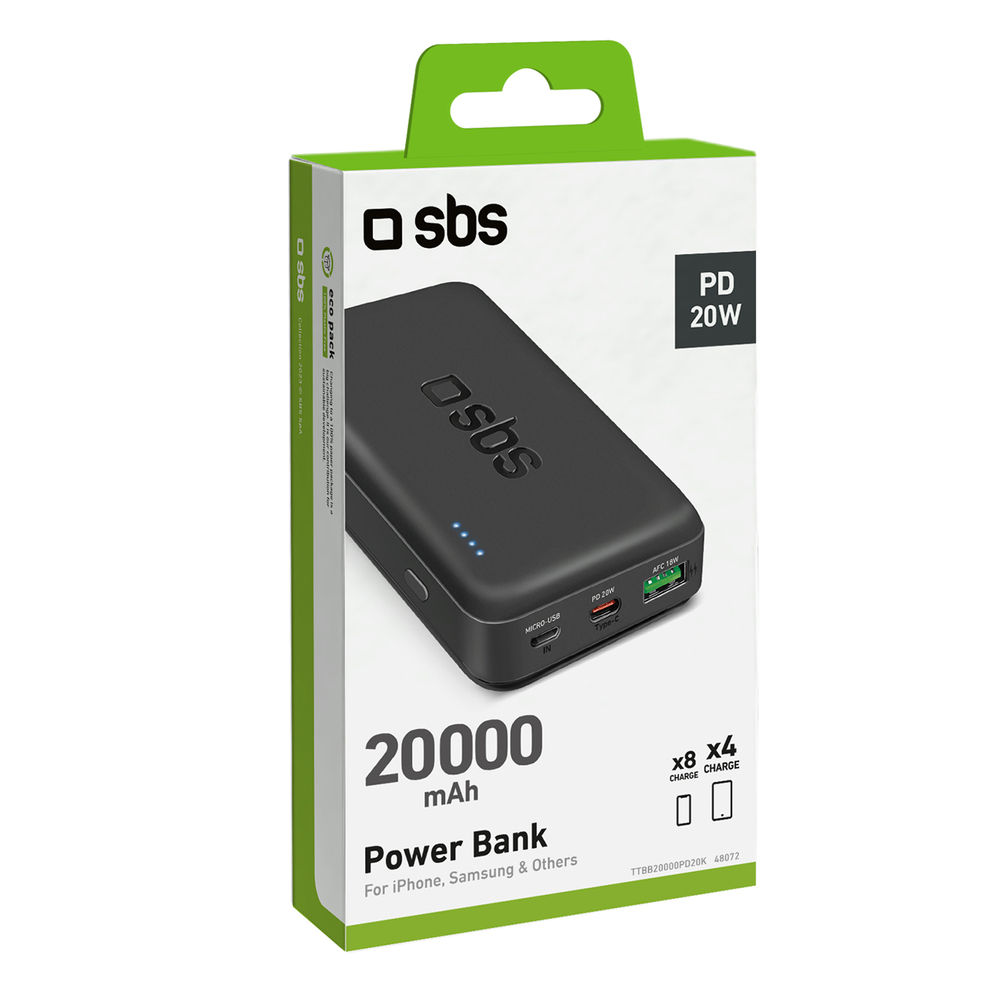 Sbs Power Bank 20000 mAh 20W PD, Black