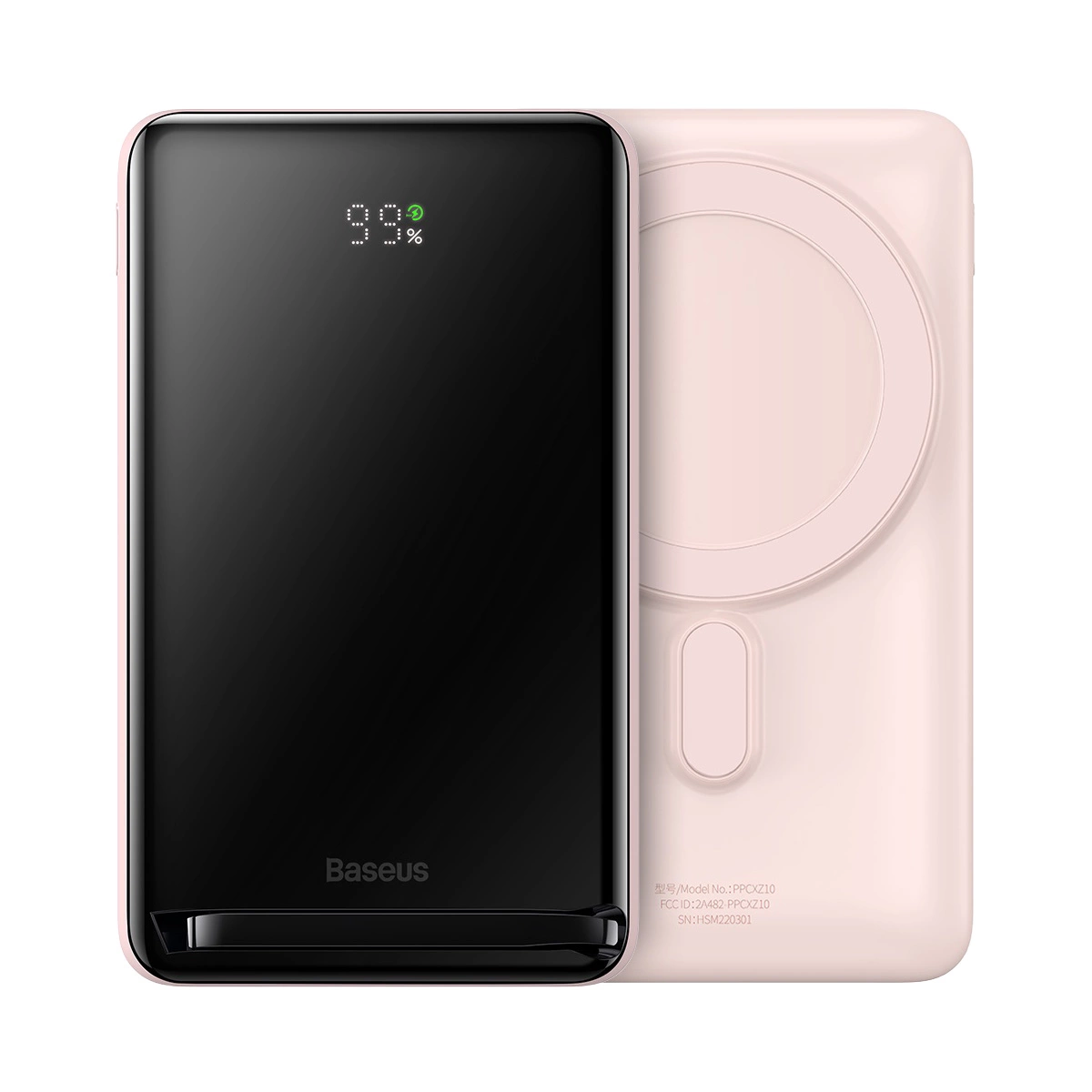 Baseus Magnetic Bracket power bank with wireless charging MagSafe 10000mAh 20W Overseas Edition pink (PPCX000204) + USB...