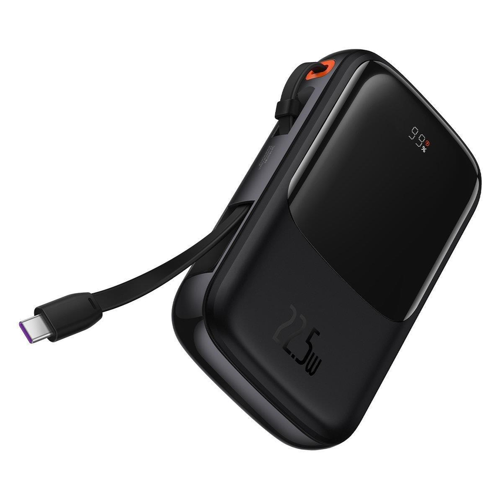 Baseus Qpow Digital Display powerbank with fast charging 10000mAh 22.5W QC/PD/SCP/FCP with built-in USB-C cable black