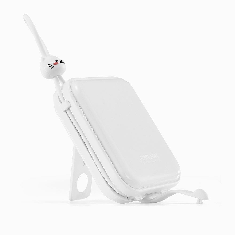 Joyroom powerbank with USB C and Lightning cables and Cutie Series stand 10000mAh 22.5W white (JR-L008)
