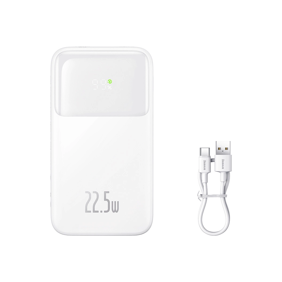 Baseus Comet Series portatīvais akumulators ar displeju 10000mAh 22.5W - balts + USB-A USB-C kabelis | Powerbank With...