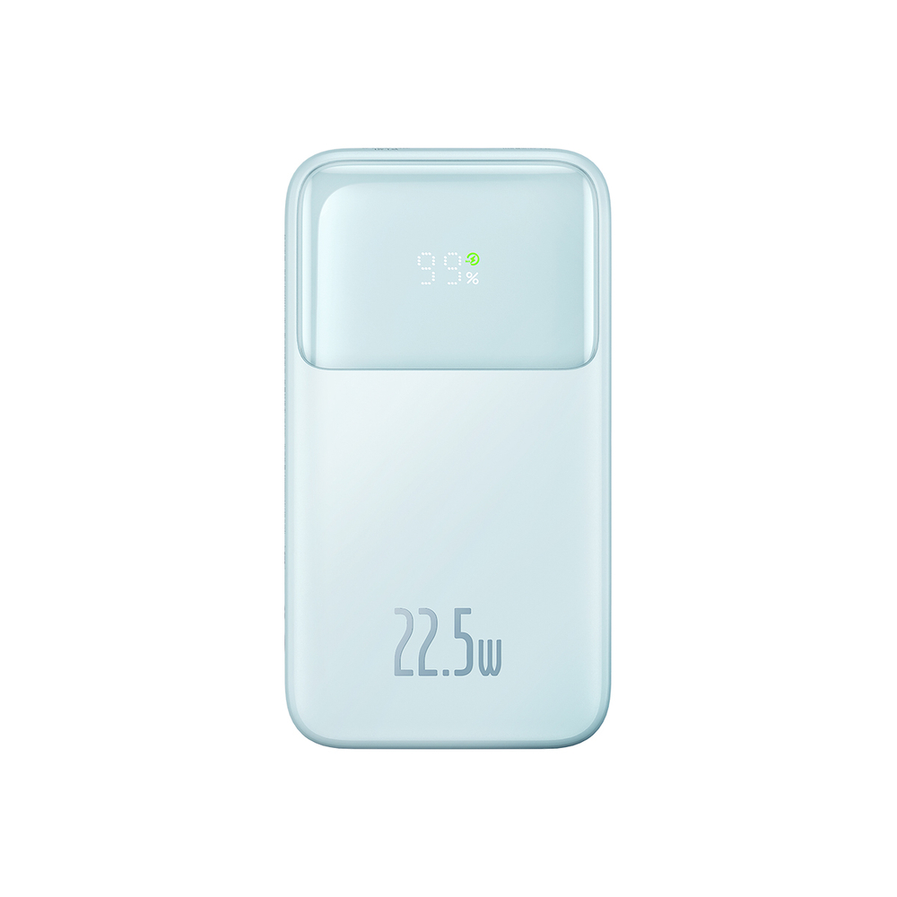 Baseus Comet Series powerbank with display 10000mAh 22.5W - blue + USB-A - USB-C cable 0.3m - white