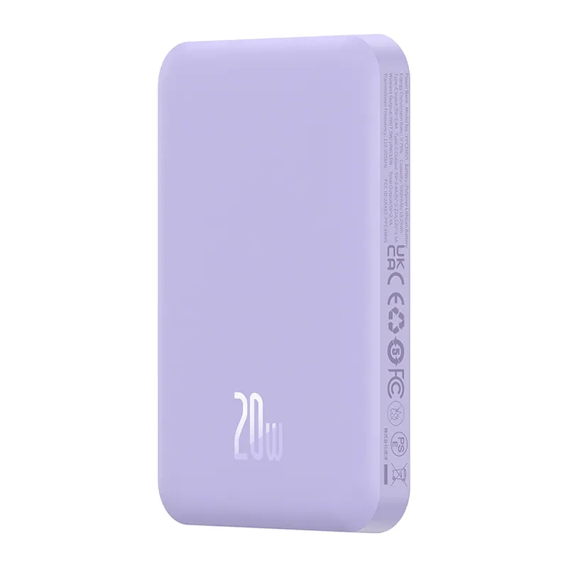 Baseus mini portatīvais lādētājs 5000mAh 20W + USB-C kabelis (20V/3A) - violets | Power Bank Cable Purple