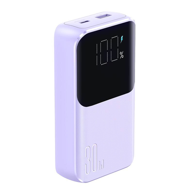Joyroom JR-PBC06 Mini Power Bank 10000mAh 30W with Built-in USB-C / Lightning Cables, Purple