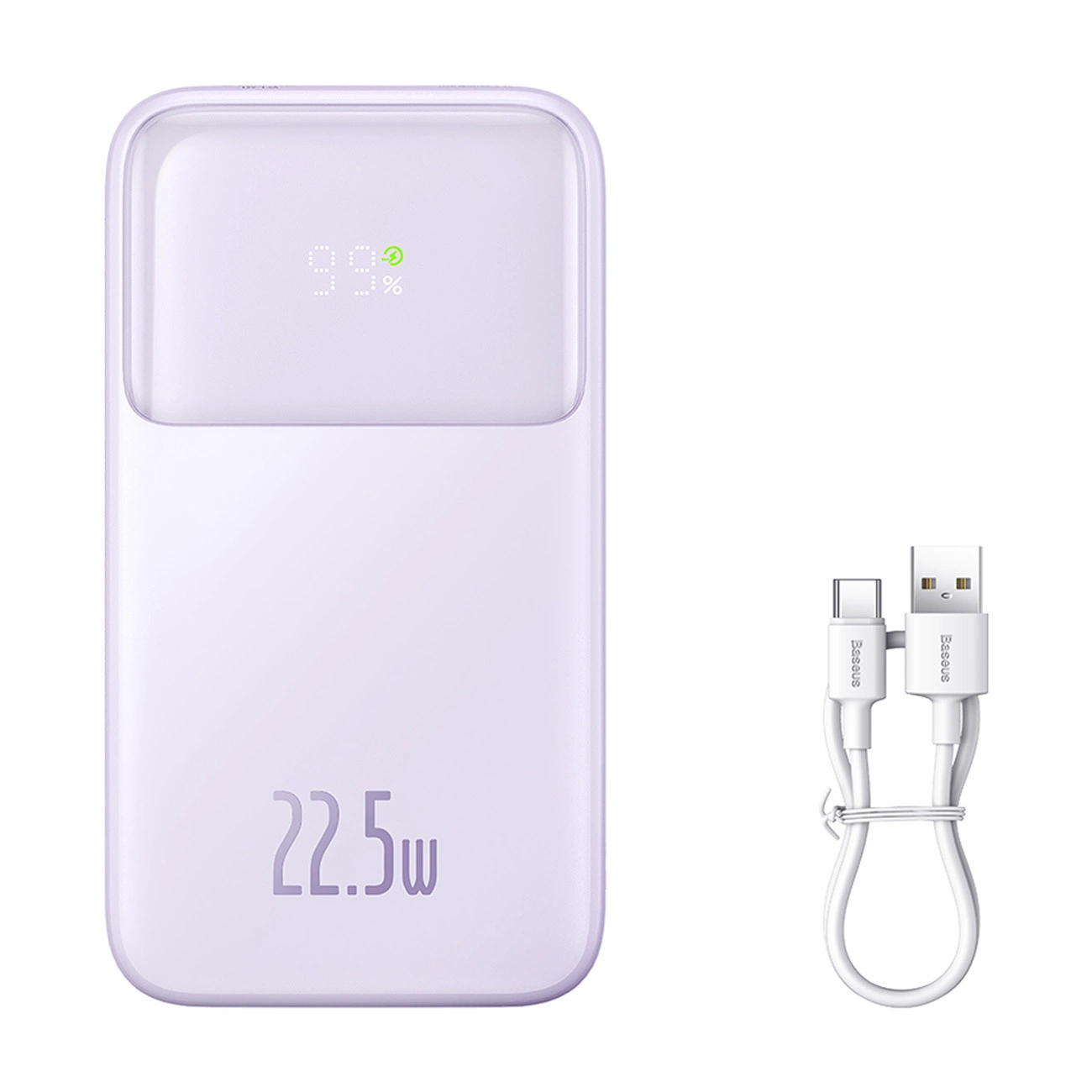 Baseus Comet Series jaudas banka ar displeju 10000mAh 22.5W - violeta + USB-A / USB-C kabelis | Powerbank With Display...