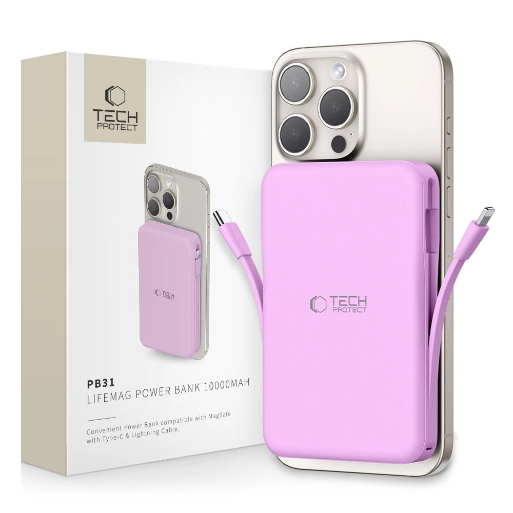 Внешний аккумулятор Tech-Protect PB31 MagSafe 10000мАч – фиолетовый