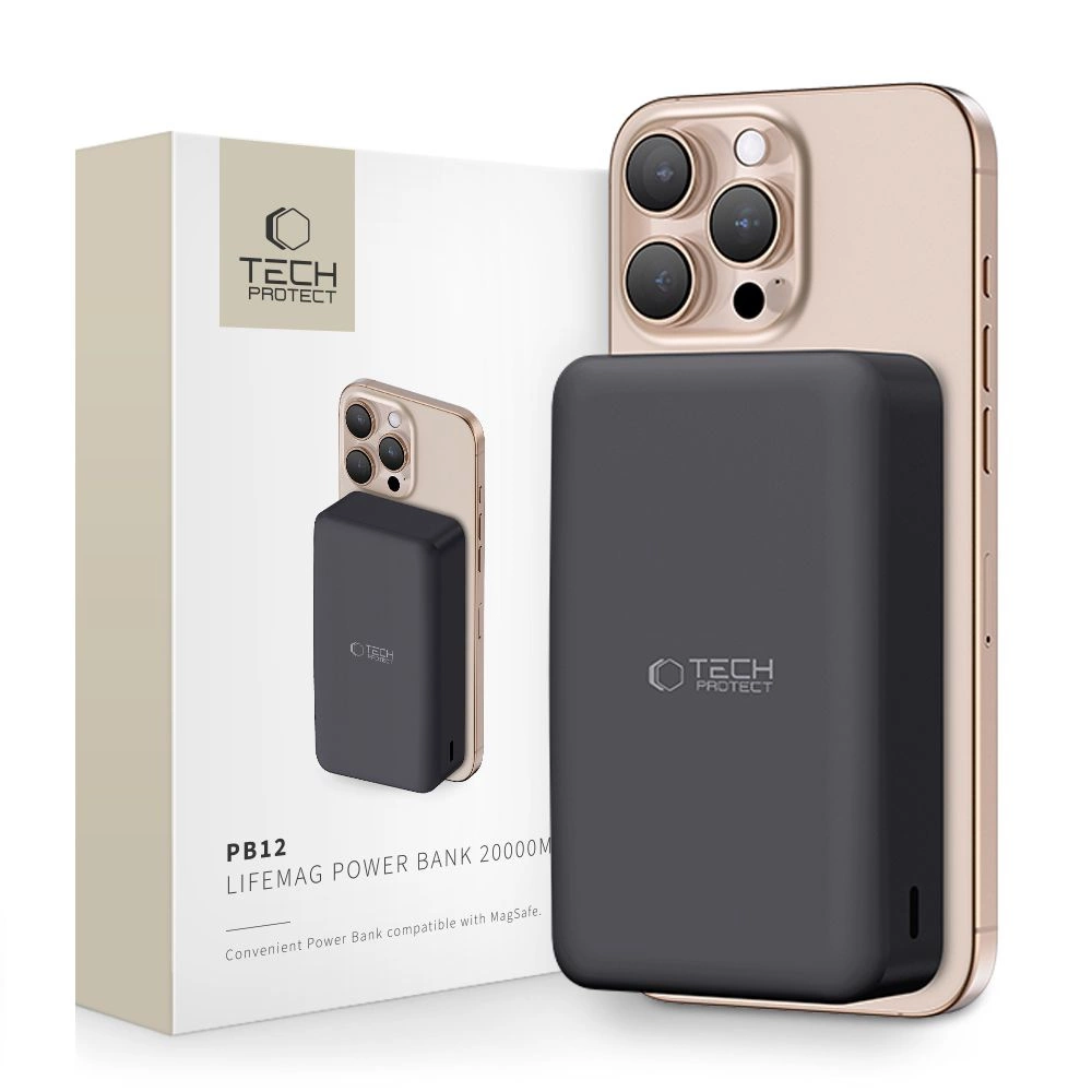 Powerbank Tech-Protect PB12 LifeMag MagSafe 20000mAh - melns | Black